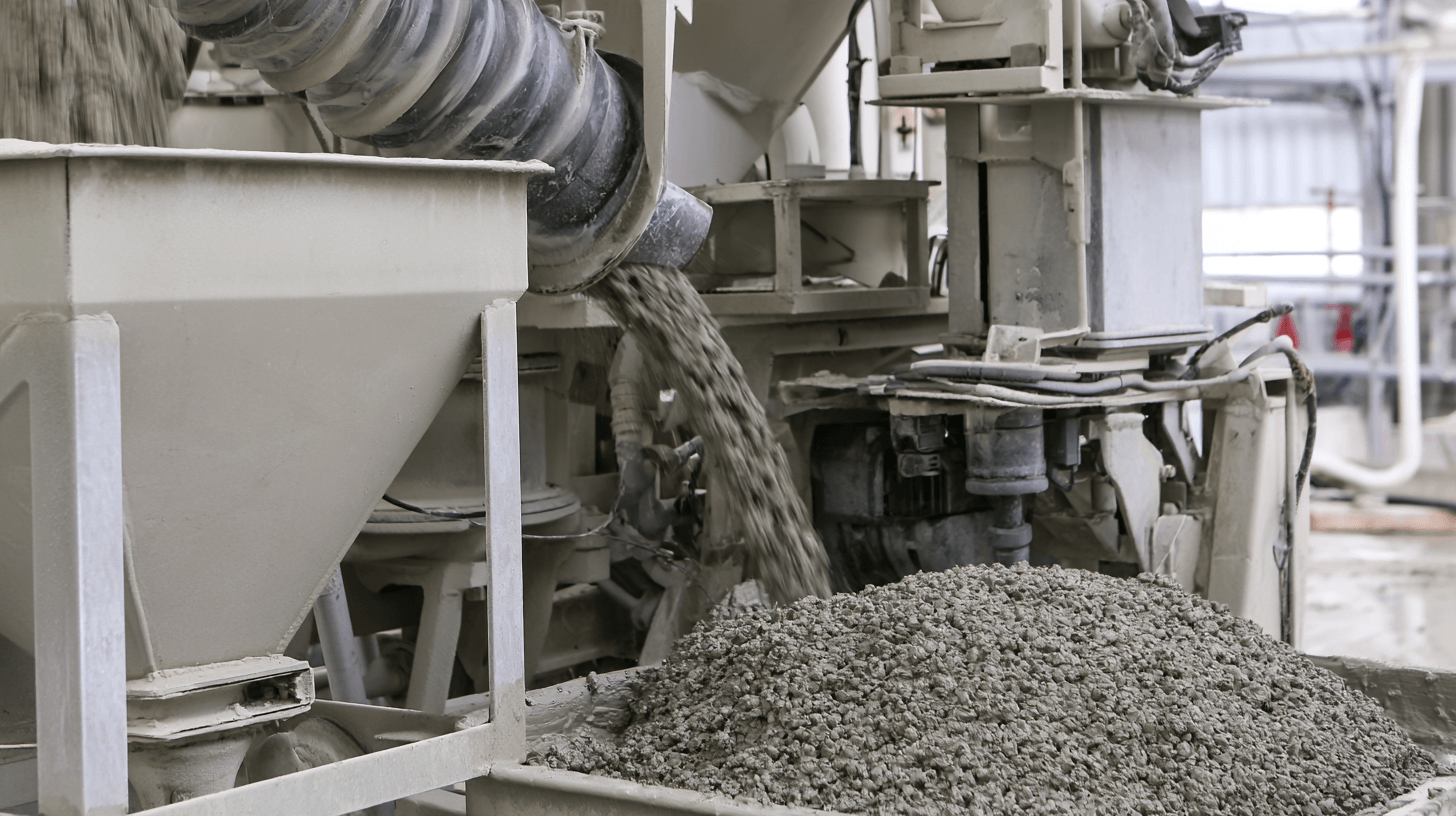 Заводское приготовление смеси М250 B20 из песка, цемента и воды
